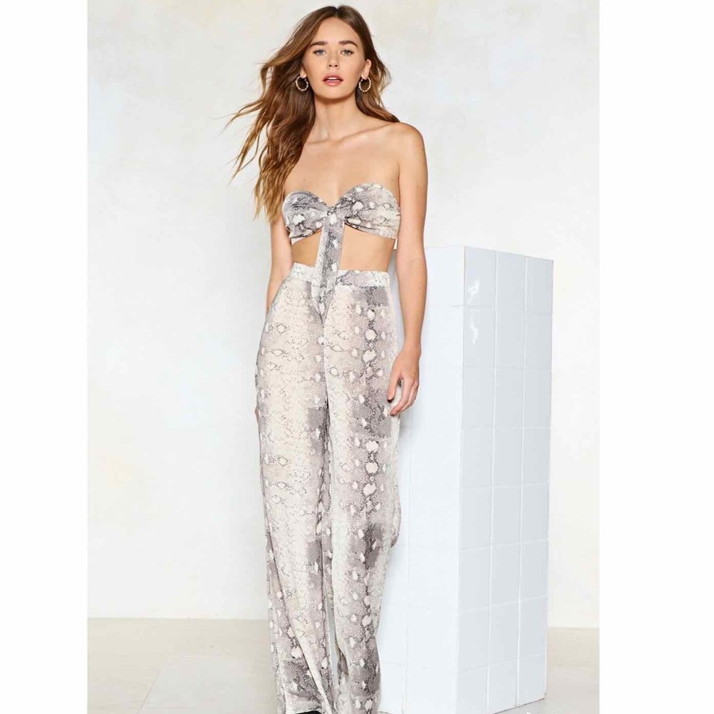 Snake Print Wide Leg Pants